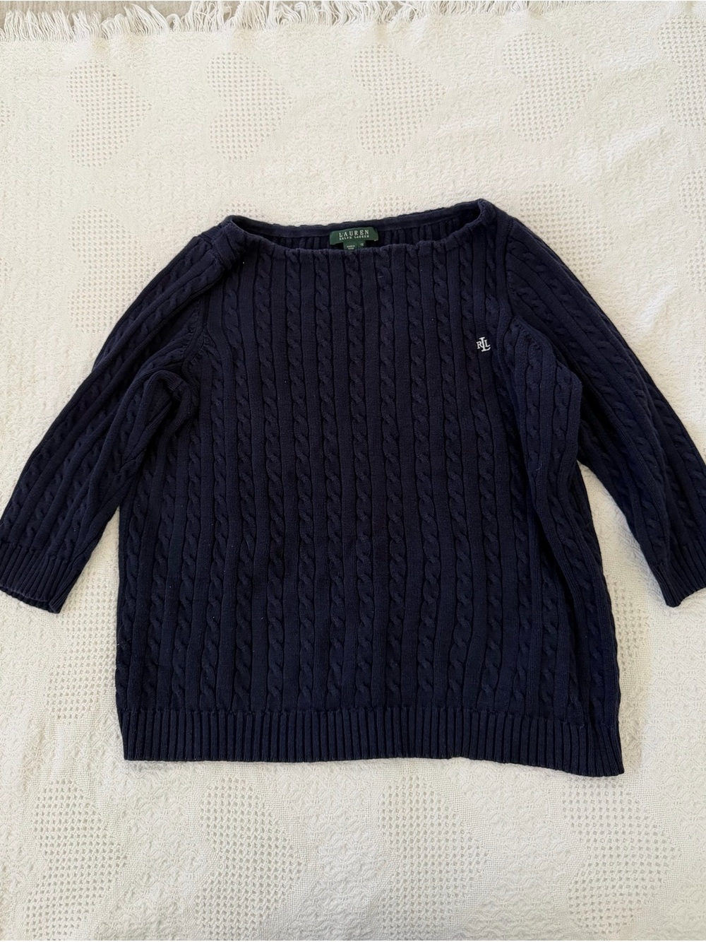 Ralph Lauren Navy Cable-Knit Crewneck Sweater